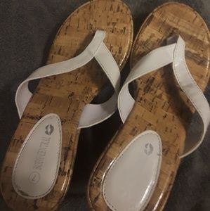 Body Central white thong wedge sandals